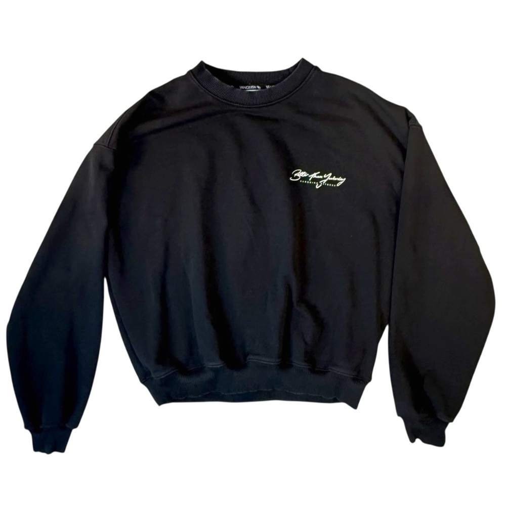 Vanquish Fitness Black Oversize Heavy Black Crew Neck Sweater Size Medium